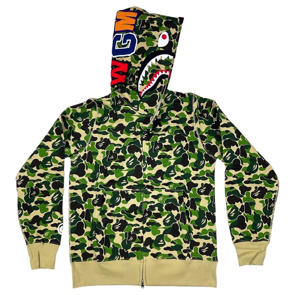 BAPE ABC Camo Shark WGM Full Zip Hoodie Green | A Bathing Ape